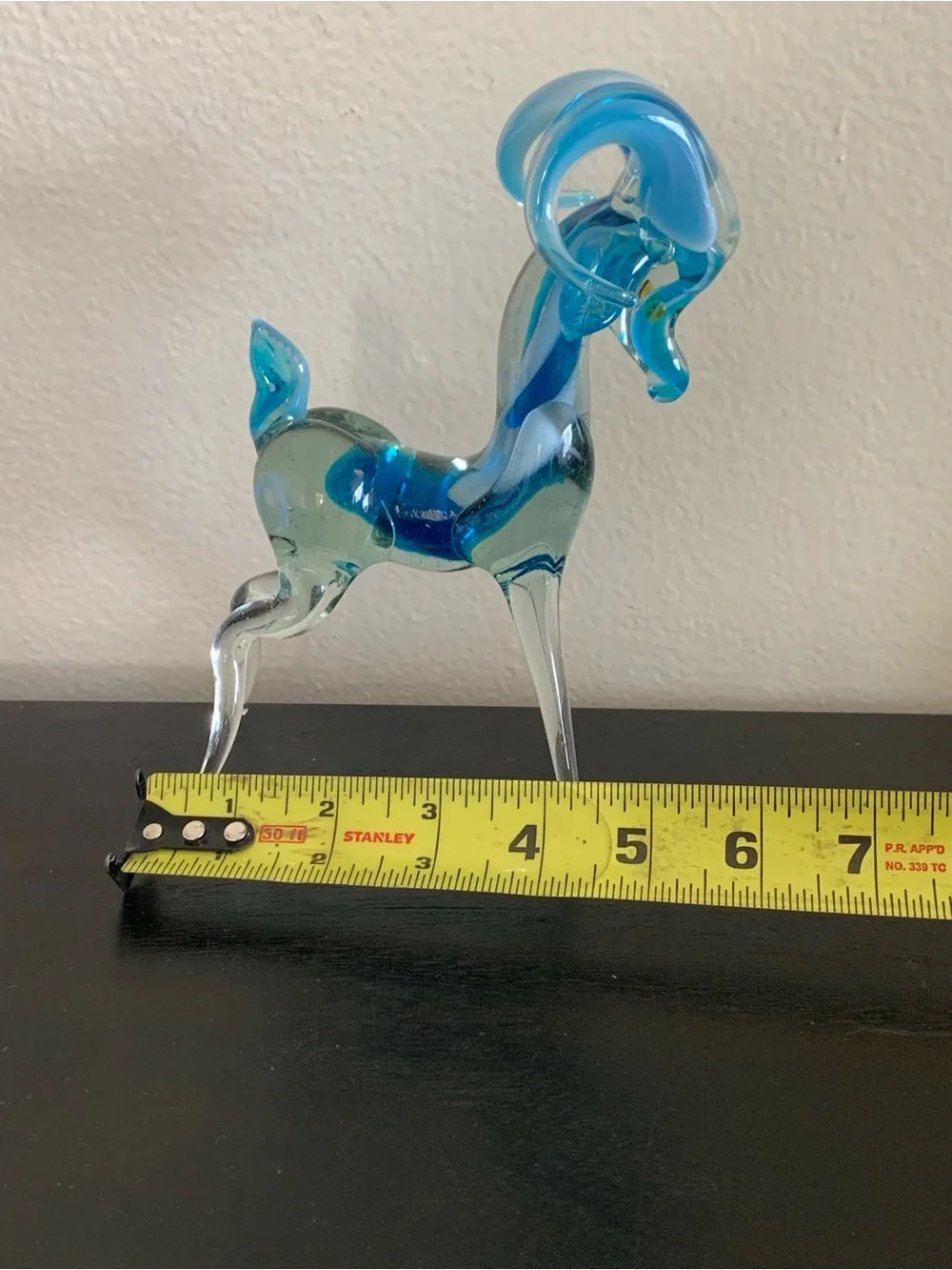 Murano-style Hand Blown Mexico Art Glass Antelope Gazelle Ram Big Horn Figurine